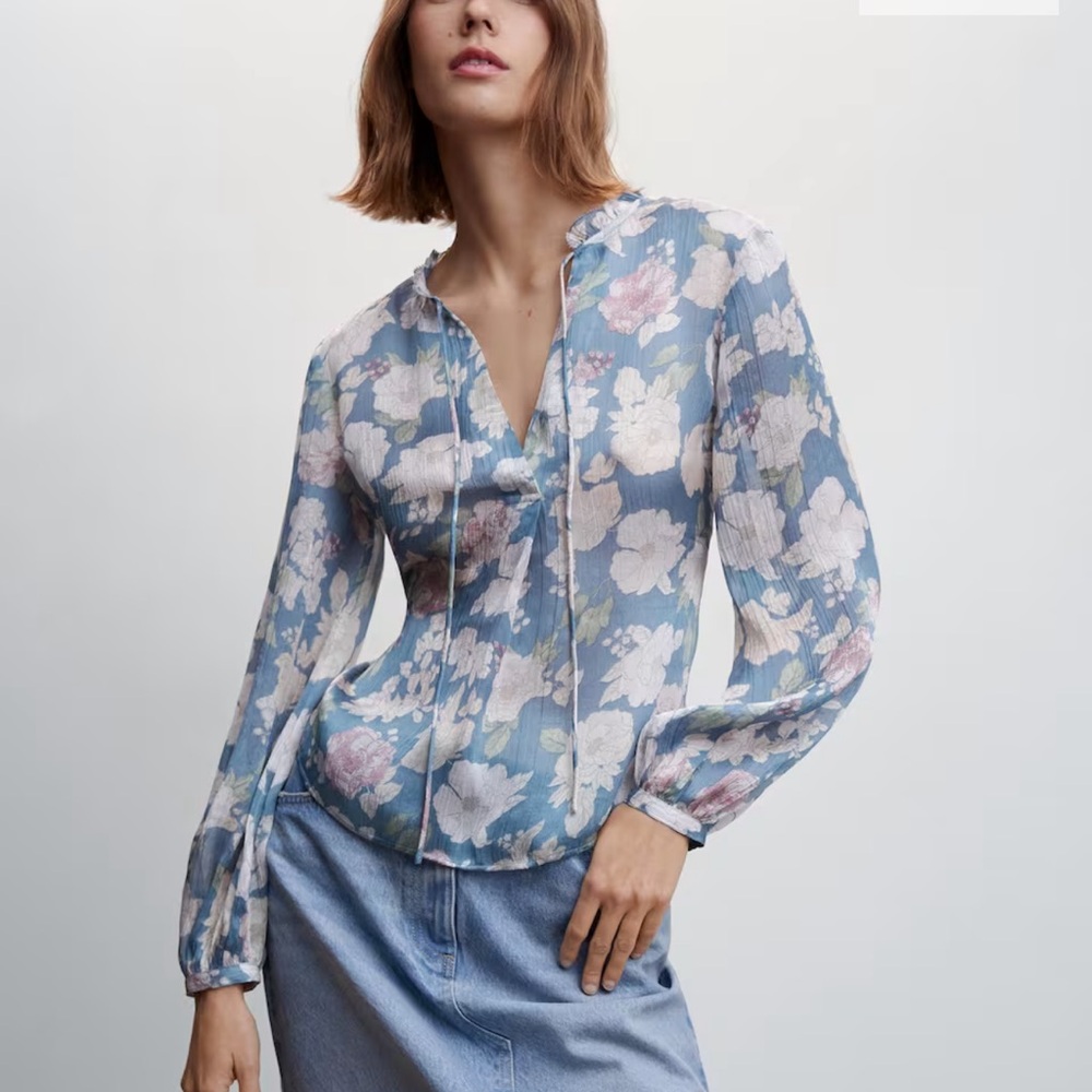 Floral tie blouse from Mango